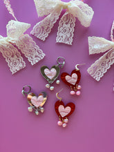Load image into Gallery viewer, Yours Truly-Heart Pearl Dangle Earrings
