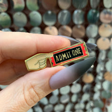 Load image into Gallery viewer, "Admit One" Carnival Ticket Enamel Pin on Gift Card