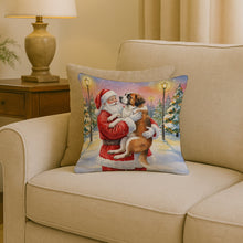 Load image into Gallery viewer, Saint Bernard with Santa Claus Throw Pillow