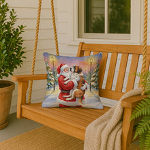 Load image into Gallery viewer, Saint Bernard with Santa Claus Throw Pillow