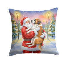 Load image into Gallery viewer, Saint Bernard with Santa Claus Throw Pillow