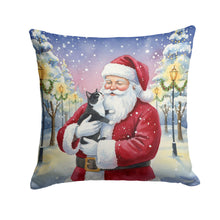 Load image into Gallery viewer, Black &amp; White Tuxedo Cat with Santa Claus Throw Pillow