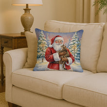 Load image into Gallery viewer, Mackerel Tabby Brown Cat with Santa Claus Throw Pillow