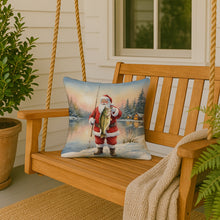 Load image into Gallery viewer, Fishing Santa Claus with Largemouth Bass Christmas Throw Pillow