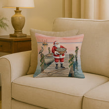 Load image into Gallery viewer, Fishing Santa Claus with Oysters Christmas Throw Pillow