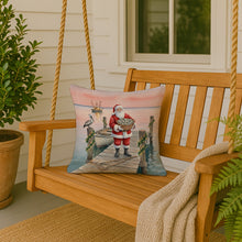 Load image into Gallery viewer, Fishing Santa Claus with Oysters Christmas Throw Pillow