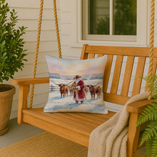 Load image into Gallery viewer, Santa Claus Feeding the Longhorns Christmas Throw Pillow