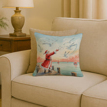 Load image into Gallery viewer, Santa Claus Feeding the Seagulls Christmas Throw Pillow
