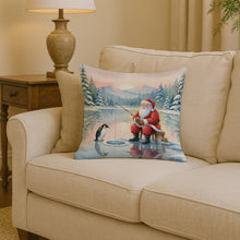 Load image into Gallery viewer, Santa Claus Ice Fishing on the Lake Christmas Throw Pillow