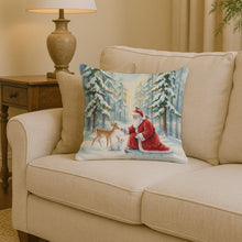 Load image into Gallery viewer, Santa Claus in the Forest with Wildlife Christmas Throw Pillow