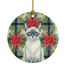 Load image into Gallery viewer, Blue Point Cat with Poinsettias Ceramic Ornament