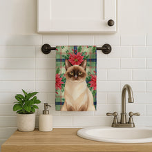 Load image into Gallery viewer, Chocolate Point Cat with Poinsettias Kitchen Towel