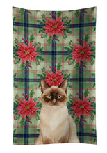 Load image into Gallery viewer, Chocolate Point Cat with Poinsettias Kitchen Towel