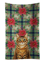 Load image into Gallery viewer, Classic Tabby Brown Cat with Poinsettias Kitchen Towel