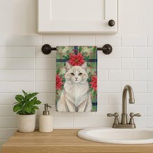 Load image into Gallery viewer, Cream and White Cat with Poinsettias Kitchen Towel