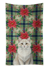 Load image into Gallery viewer, Cream and White Cat with Poinsettias Kitchen Towel