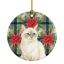 Load image into Gallery viewer, Cream Point Cat with Poinsettias Ceramic Ornament