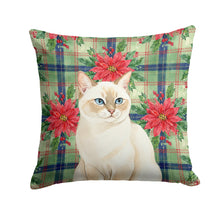 Load image into Gallery viewer, Cream Point Cat with Poinsettias Throw Pillow