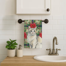 Load image into Gallery viewer, Dilute Calico Cat with Poinsettias Kitchen Towel