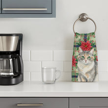 Load image into Gallery viewer, Dilute Tortoiseshell Cat with Poinsettias Kitchen Towel