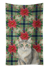 Load image into Gallery viewer, Dilute Tortoiseshell Cat with Poinsettias Kitchen Towel
