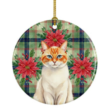 Load image into Gallery viewer, Flame Point Cat with Poinsettias Ceramic Ornament