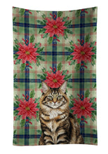 Load image into Gallery viewer, MaineCoon Brown Tabby Cat with Poinsettias Kitchen Towel