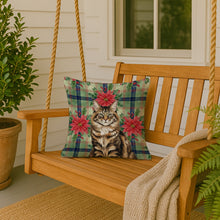 Load image into Gallery viewer, MaineCoon Brown Tabby Cat with Poinsettias Throw Pillow