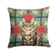 Load image into Gallery viewer, MaineCoon Brown Tabby Cat with Poinsettias Throw Pillow