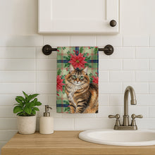 Load image into Gallery viewer, Norwegian Forest Cat Brown Tabby Cat with Poinsettias Kitchen Towel
