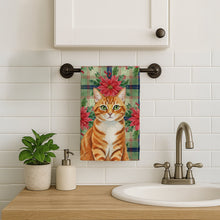 Load image into Gallery viewer, Orange Mackerel Tabby Cat with Poinsettias Kitchen Towel