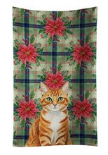 Load image into Gallery viewer, Orange Mackerel Tabby Cat with Poinsettias Kitchen Towel