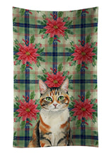 Load image into Gallery viewer, Patched Tabby Cat with Poinsettias Kitchen Towel