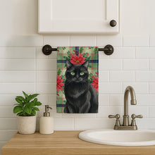 Load image into Gallery viewer, Persian Black Cat with Poinsettias Kitchen Towel