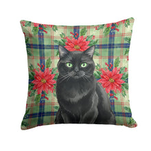 Load image into Gallery viewer, Persian Black Cat with Poinsettias Throw Pillow