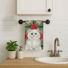 Load image into Gallery viewer, Persian White Cat with Poinsettias Kitchen Towel