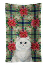 Load image into Gallery viewer, Persian White Cat with Poinsettias Kitchen Towel