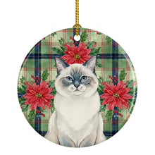 Load image into Gallery viewer, Ragdoll Blue Point Cat with Poinsettias Ceramic Ornament