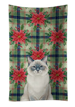 Load image into Gallery viewer, Ragdoll Blue Point Cat with Poinsettias Kitchen Towel