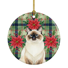 Load image into Gallery viewer, Ragdoll Seal Point Cat with Poinsettias Ceramic Ornament