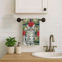 Load image into Gallery viewer, Silver Classic Tabby Cat with Poinsettias Kitchen Towel