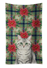 Load image into Gallery viewer, Silver Mackerel Tabby Cat with Poinsettias Kitchen Towel
