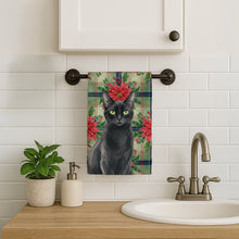 Load image into Gallery viewer, Solid Black Cat with Poinsettias Kitchen Towel