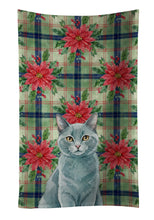 Load image into Gallery viewer, Solid Gray Cat with Poinsettias Kitchen Towel