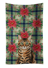 Load image into Gallery viewer, Spotted Tabby Brown Cat with Poinsettias Kitchen Towel