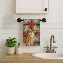 Load image into Gallery viewer, Ticked Tabby Brown Cat with Poinsettias Kitchen Towel