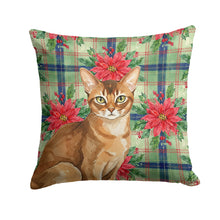 Load image into Gallery viewer, Ticked Tabby Brown Cat with Poinsettias Throw Pillow