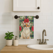 Load image into Gallery viewer, Tortie Point  Cat with Poinsettias Kitchen Towel
