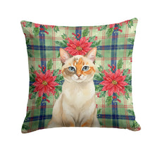 Load image into Gallery viewer, Tortie Point  Cat with Poinsettias Throw Pillow