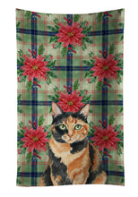 Load image into Gallery viewer, Tortoiseshell Cat with Poinsettias Kitchen Towel